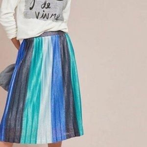 Anthropologie Maeve Sunburst Stripe Pleated Midi Skirt